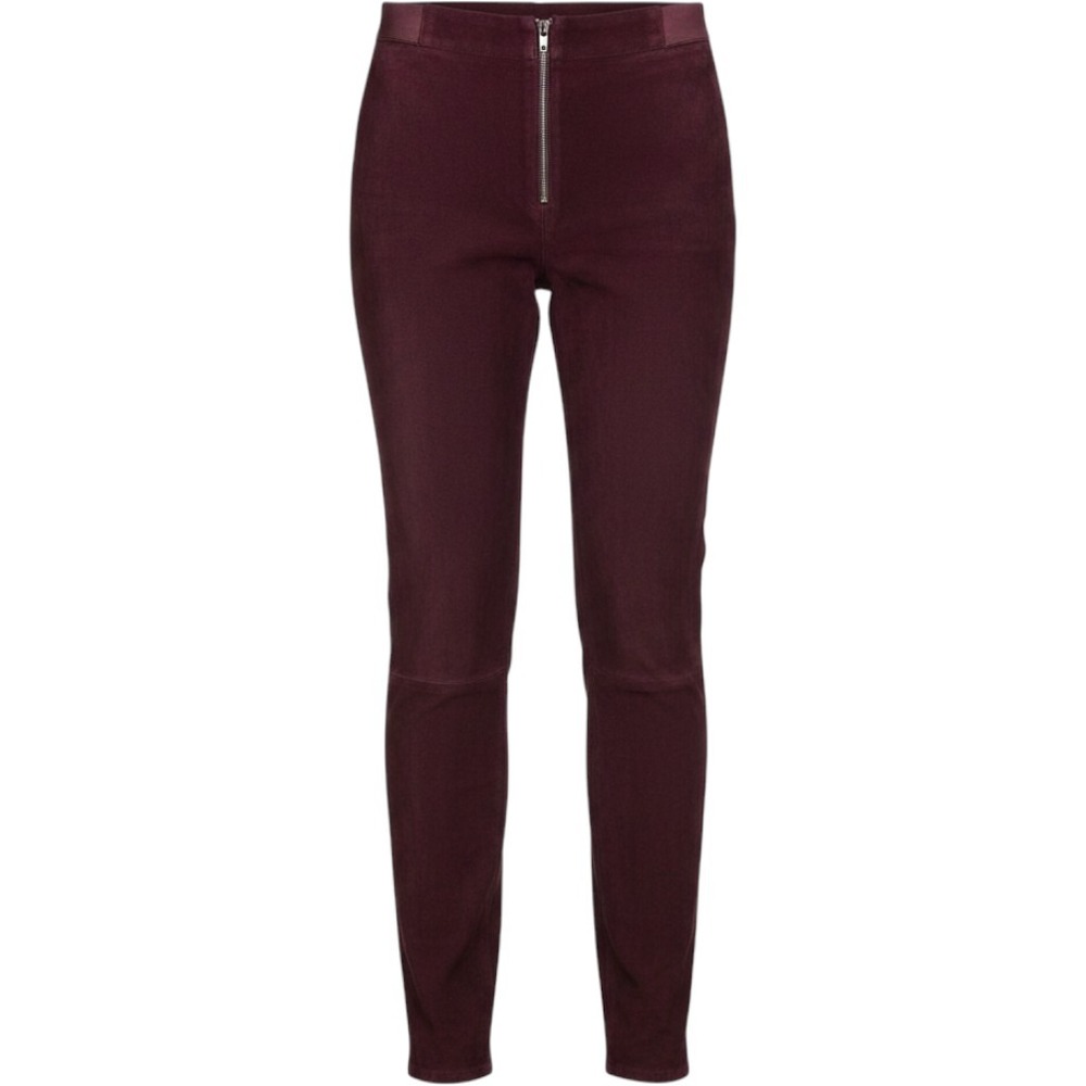 Alice + Olivia Burgundy Wine Suede Front Zip Leggings Pants SZ 6 Minimalist